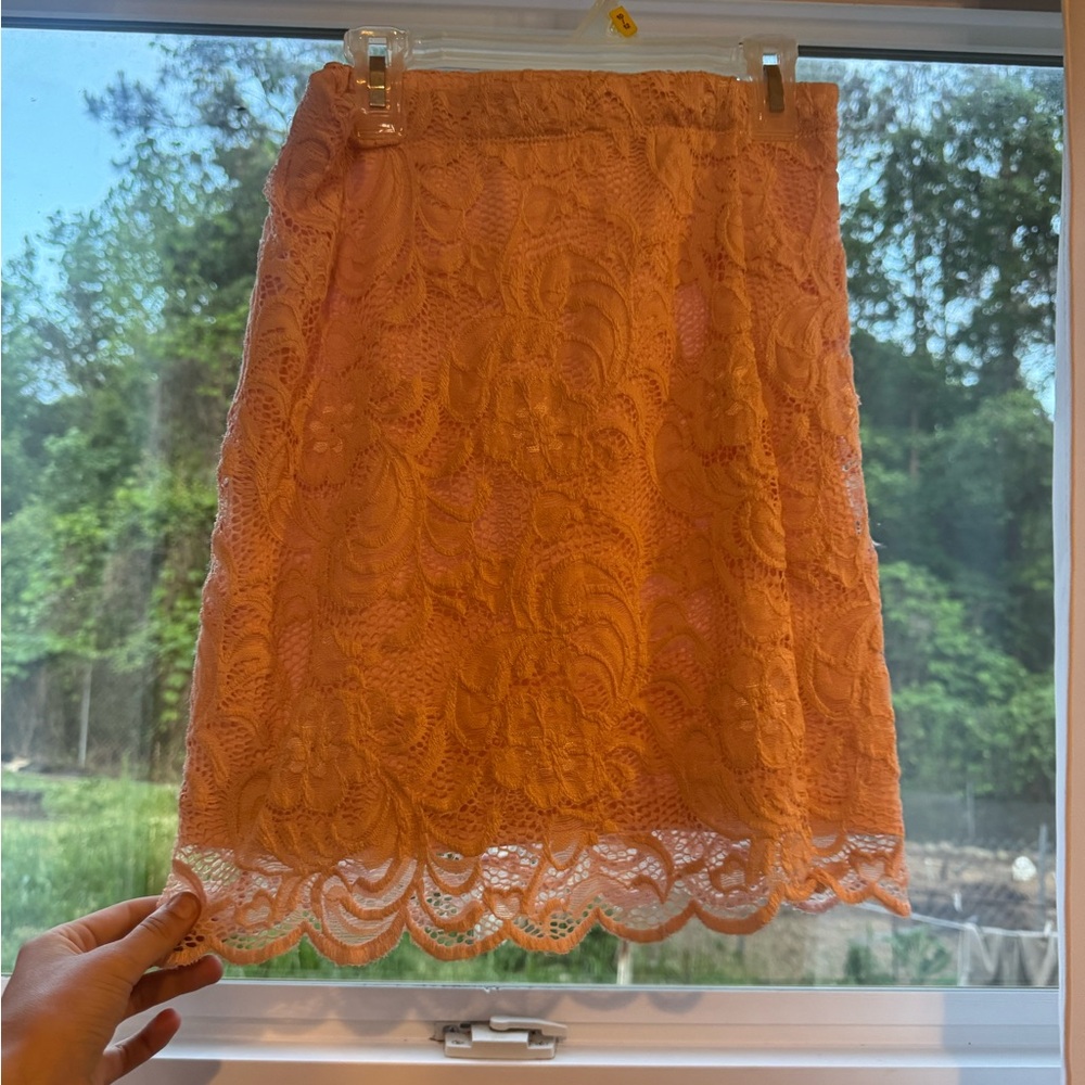 Ambiance Orange Embellished Pencil Skirt Knee-length